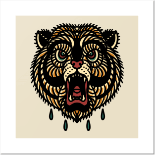 bear oldschool tattoo Posters and Art